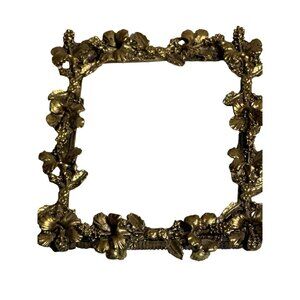 Antique Gresco Ornate Floral Brass Picture Frame Velvet Back Easel Stand 50's